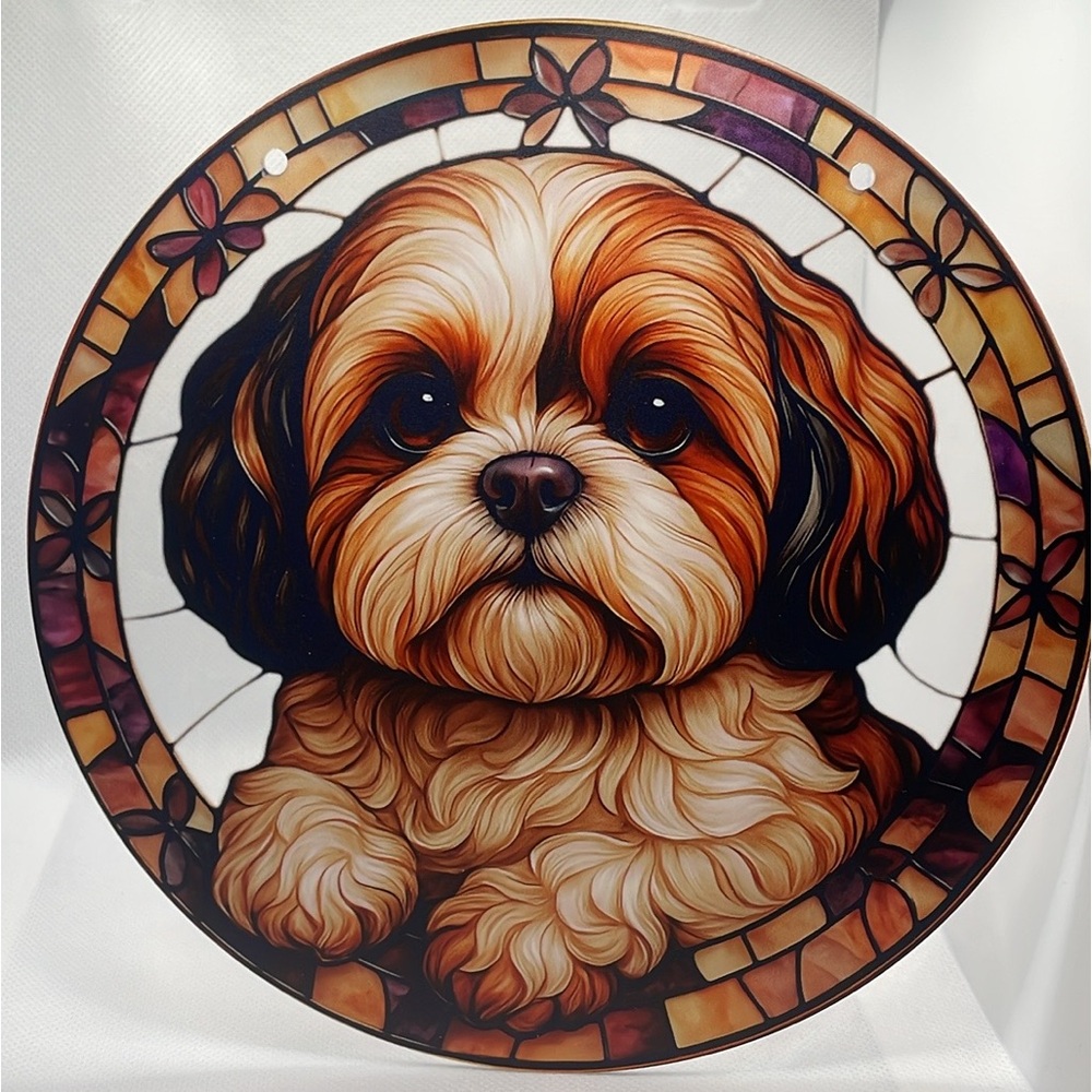 Suncatcher Acrylic Shitzu Puppy Dog Decoration Mothers Day Gift 7.5”